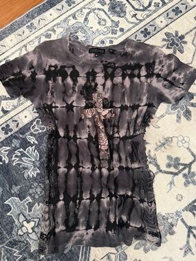 Affliction Black and Charcoal Tie-Dye Tee